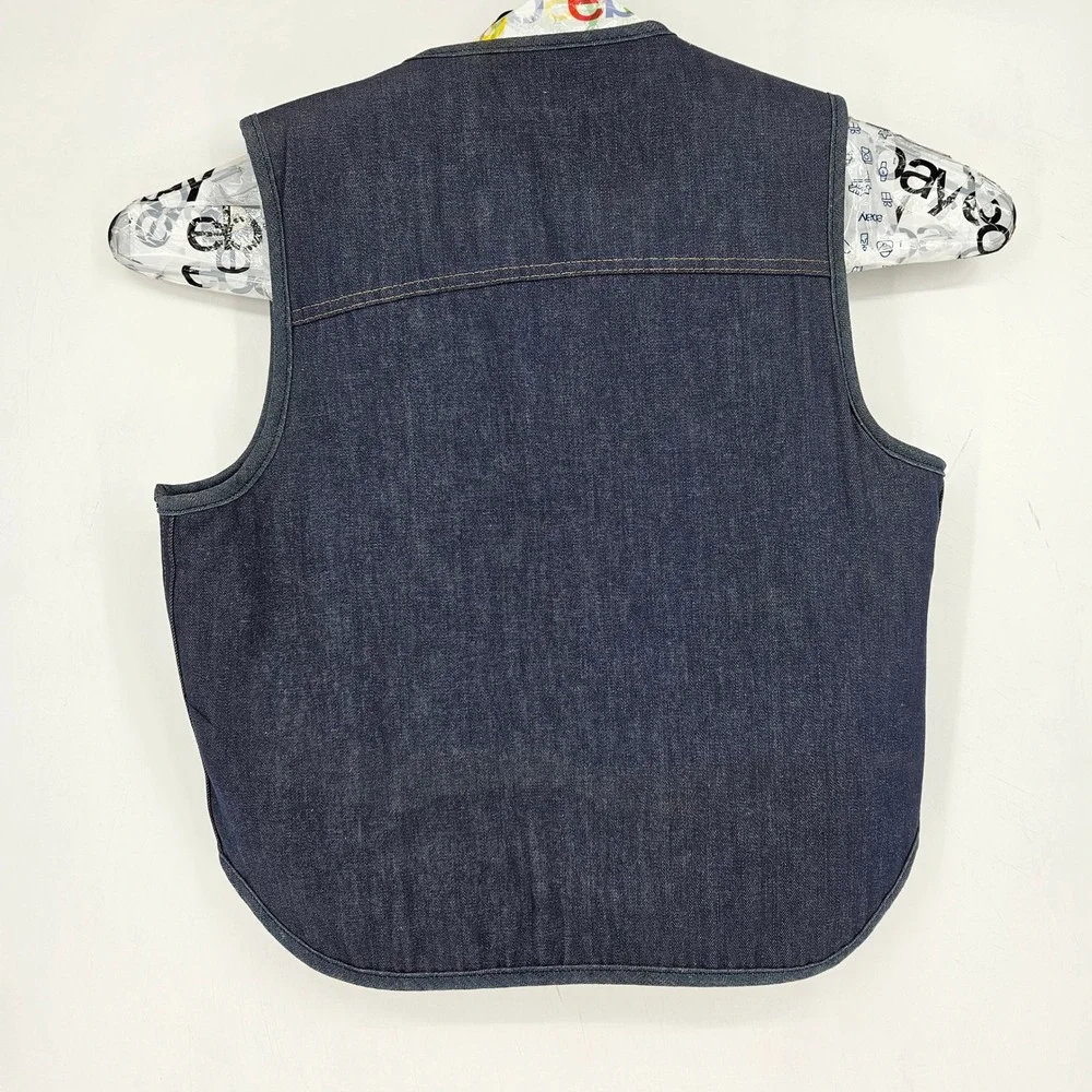Vintage Roebucks Denim BOA‎ Vest Mens Extra Large 1970s Sears Sherpa Lined